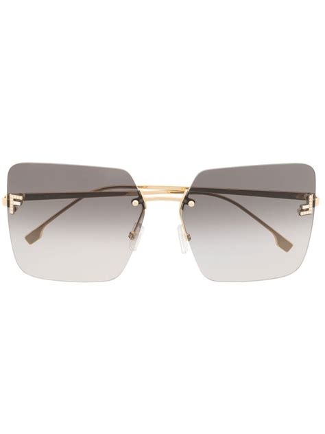 fendi squared sunglasses|fendi geometric rimless aviator sunglasses.